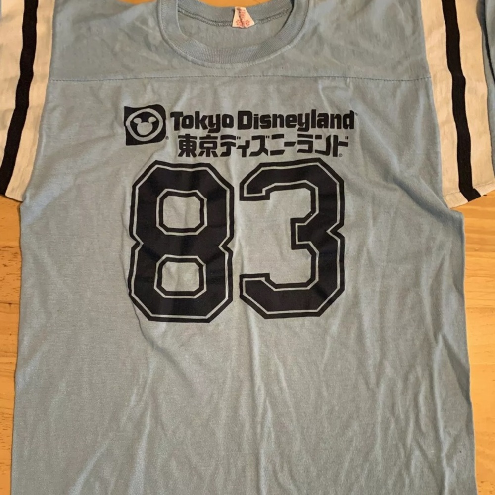 VTG Tokyo Disneyland ‘83 Blue White Ringer T-Shirt